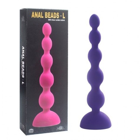 Фиолетовый анальный вибростимулятор Anal Beads L - 21,5 см.